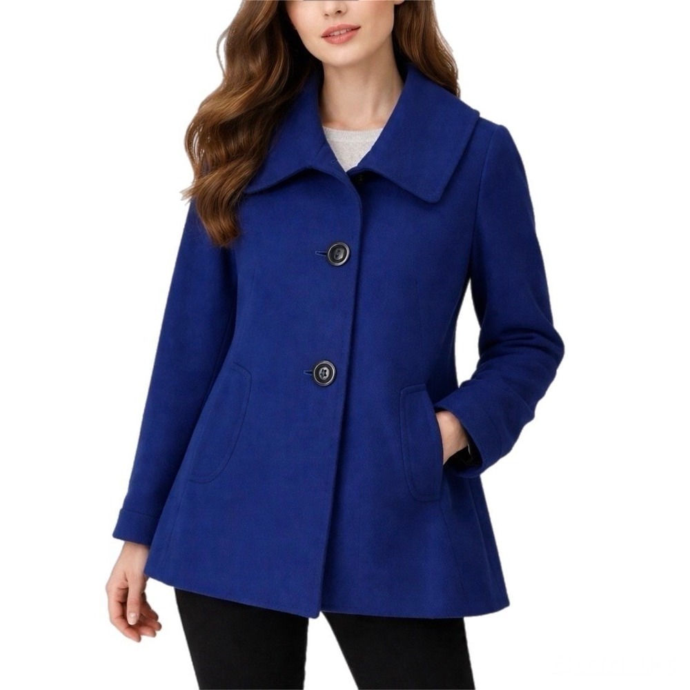 Cinzia Rocca Due Women's Blue Wool Cashmere Blend Coat Size 6 US